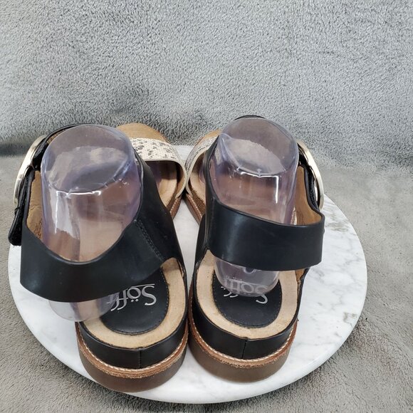 Sofft Shoes Womens Size 11 Grey Reptile & Black Leather Bali Sandals - Picture 7 of 10